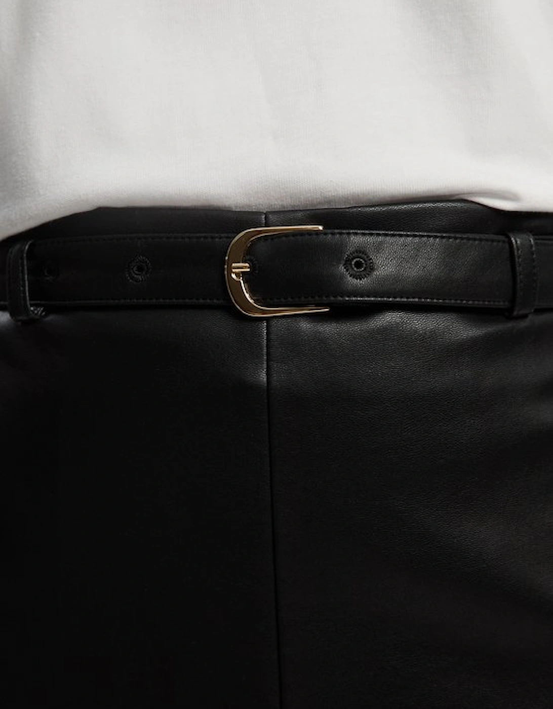 Faux Leather Tailored Midi Pencil Skirt