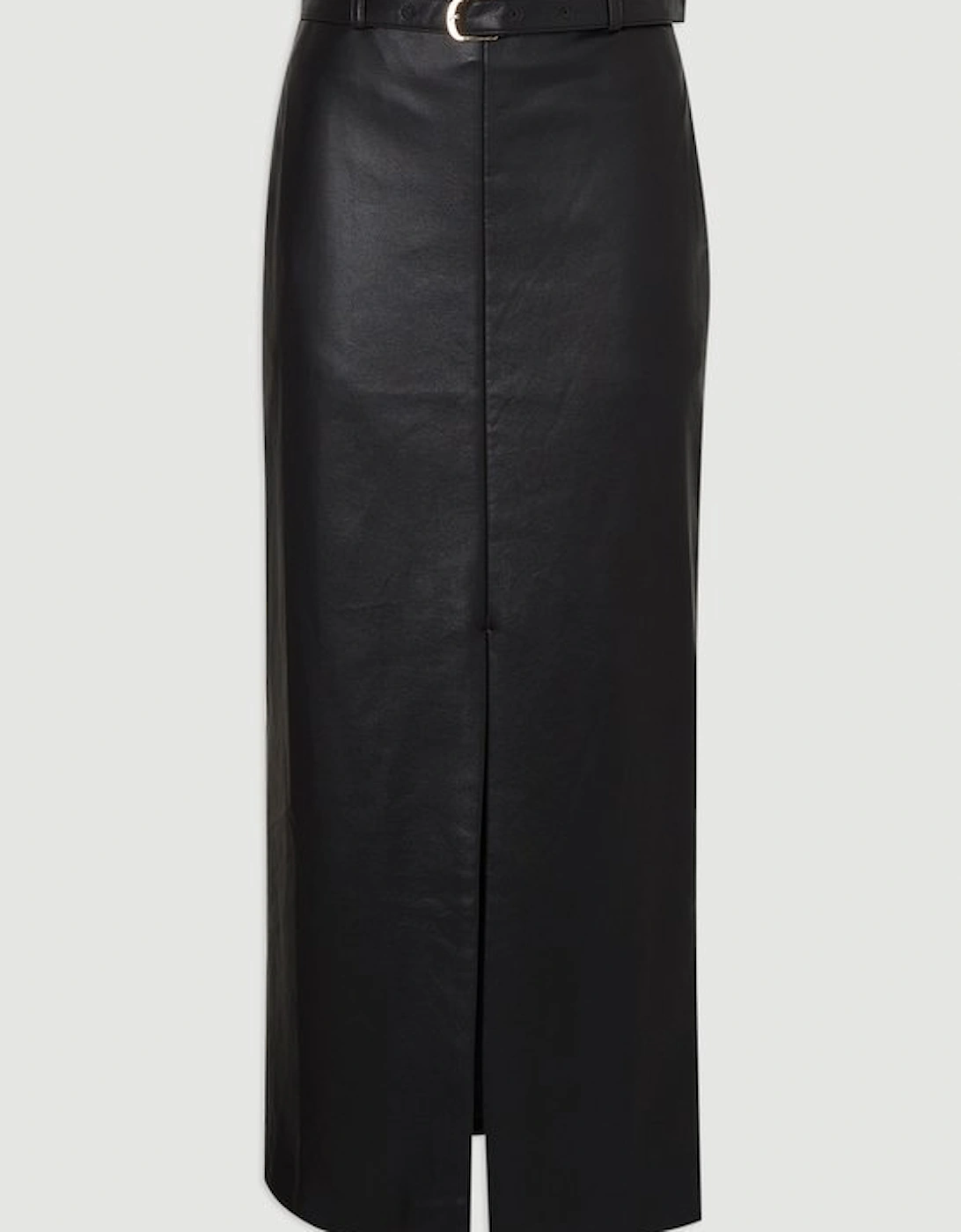 Faux Leather Tailored Midi Pencil Skirt