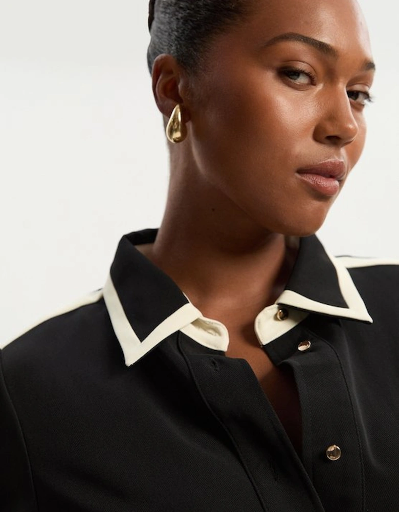 Plus Size Colour block Twill Woven Shirt
