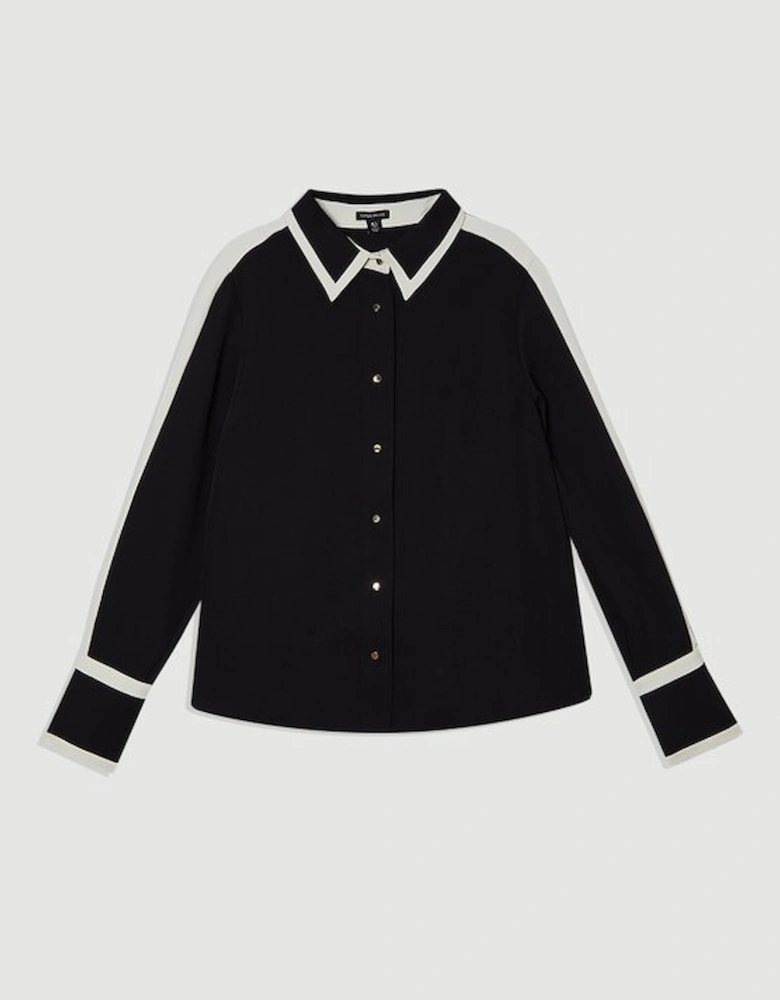 Plus Size Colour block Twill Woven Shirt