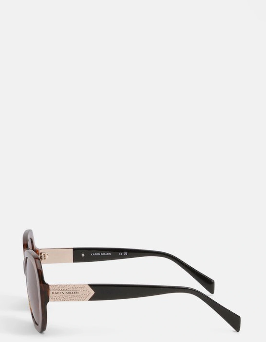 Brown Patterned Hexagonal Gold Detail Sunglasses