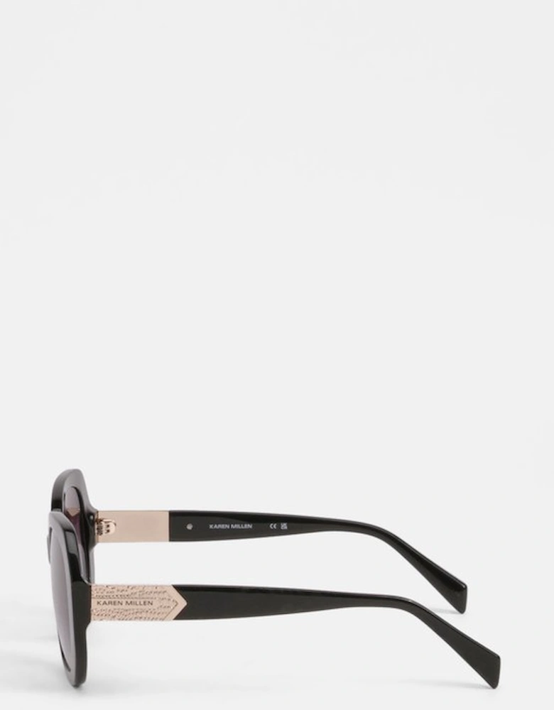 Black Hexagonal Gold Detail Sunglasses