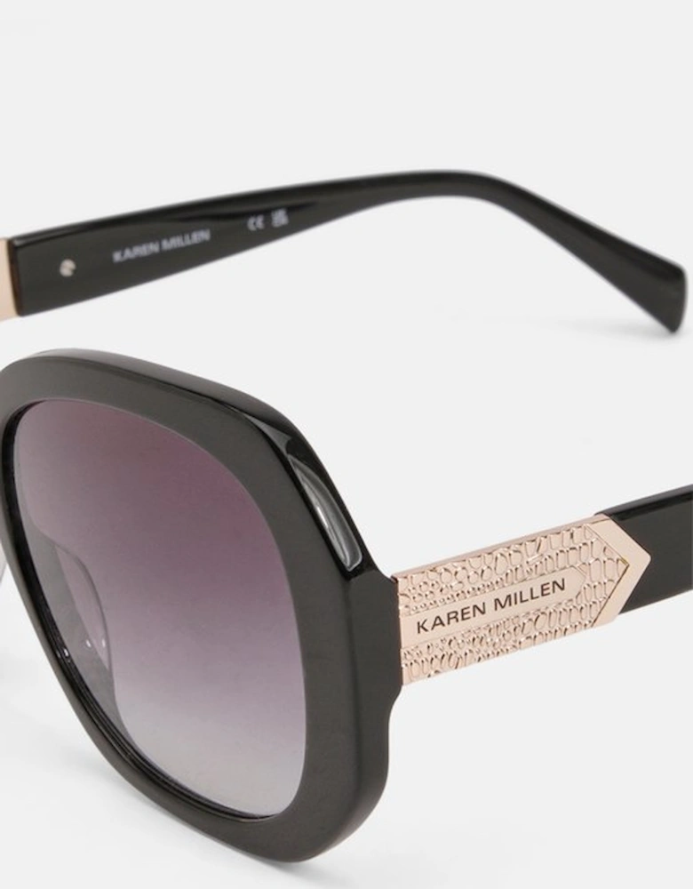 Black Hexagonal Gold Detail Sunglasses