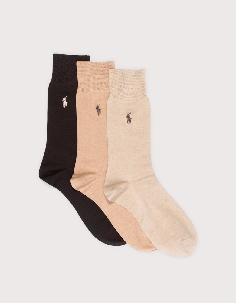 3 Pack of Cotton Blend Crew Socks