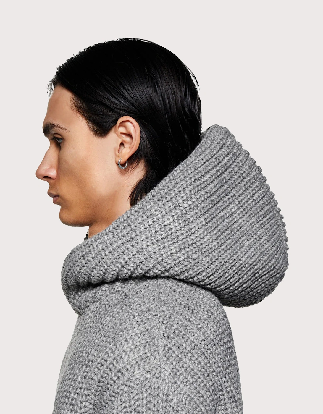 Oversized Chunky Rib Knit Hoodie