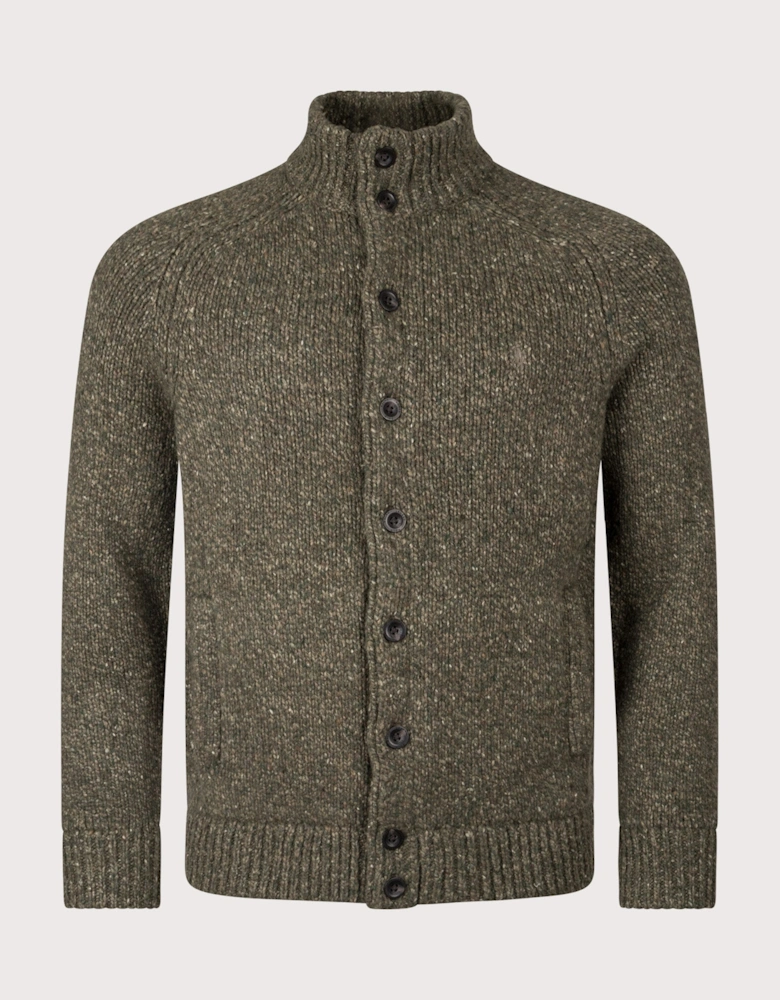 Wool-Blend Mockneck Cardigan