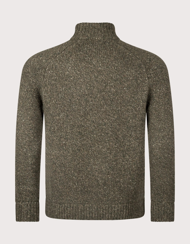 Wool-Blend Mockneck Cardigan