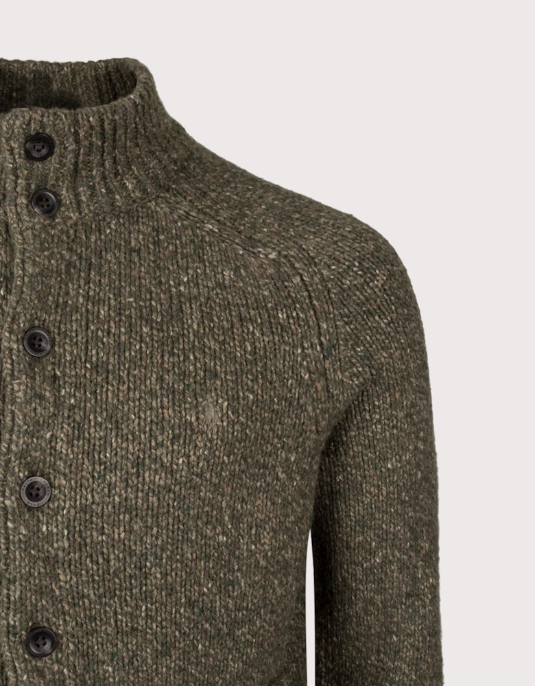 Wool-Blend Mockneck Cardigan