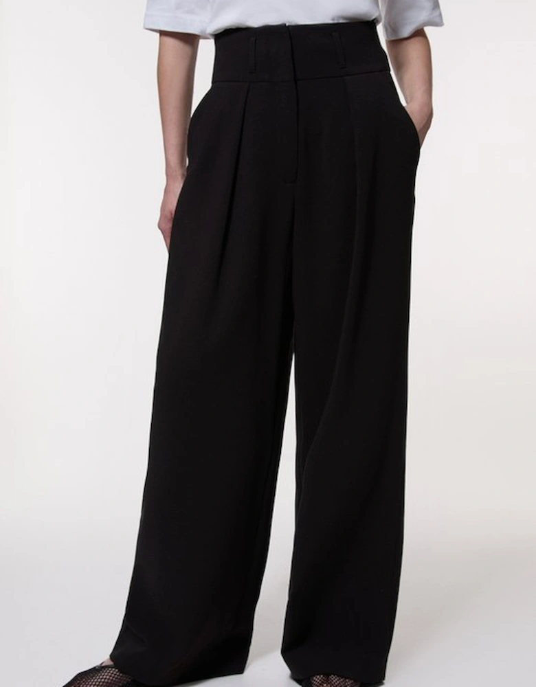 Tall Compact Stretch Essential Tailored High Waist Wide Leg Trouser