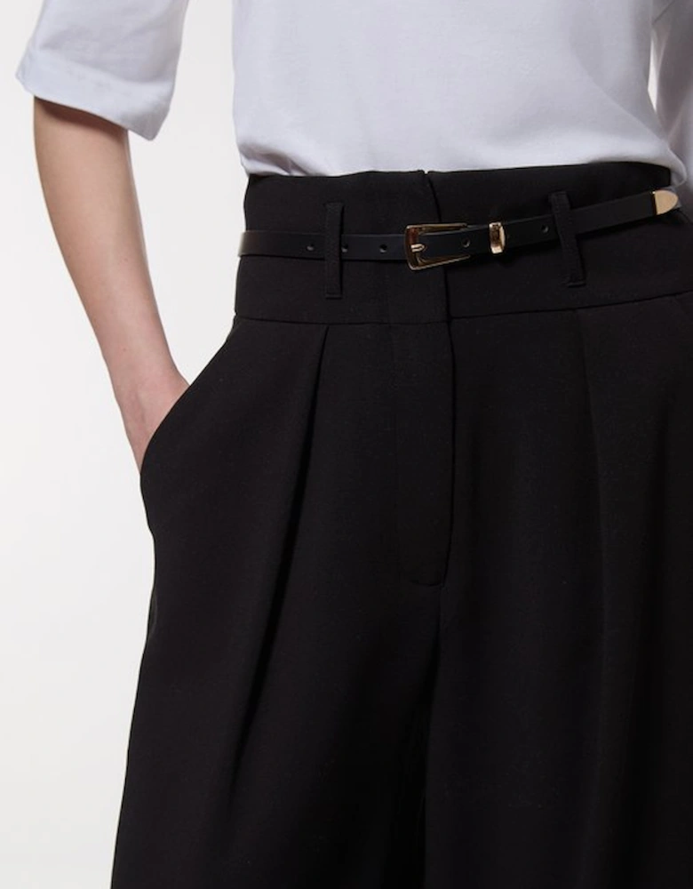 Tall Compact Stretch Essential Tailored High Waist Wide Leg Trouser