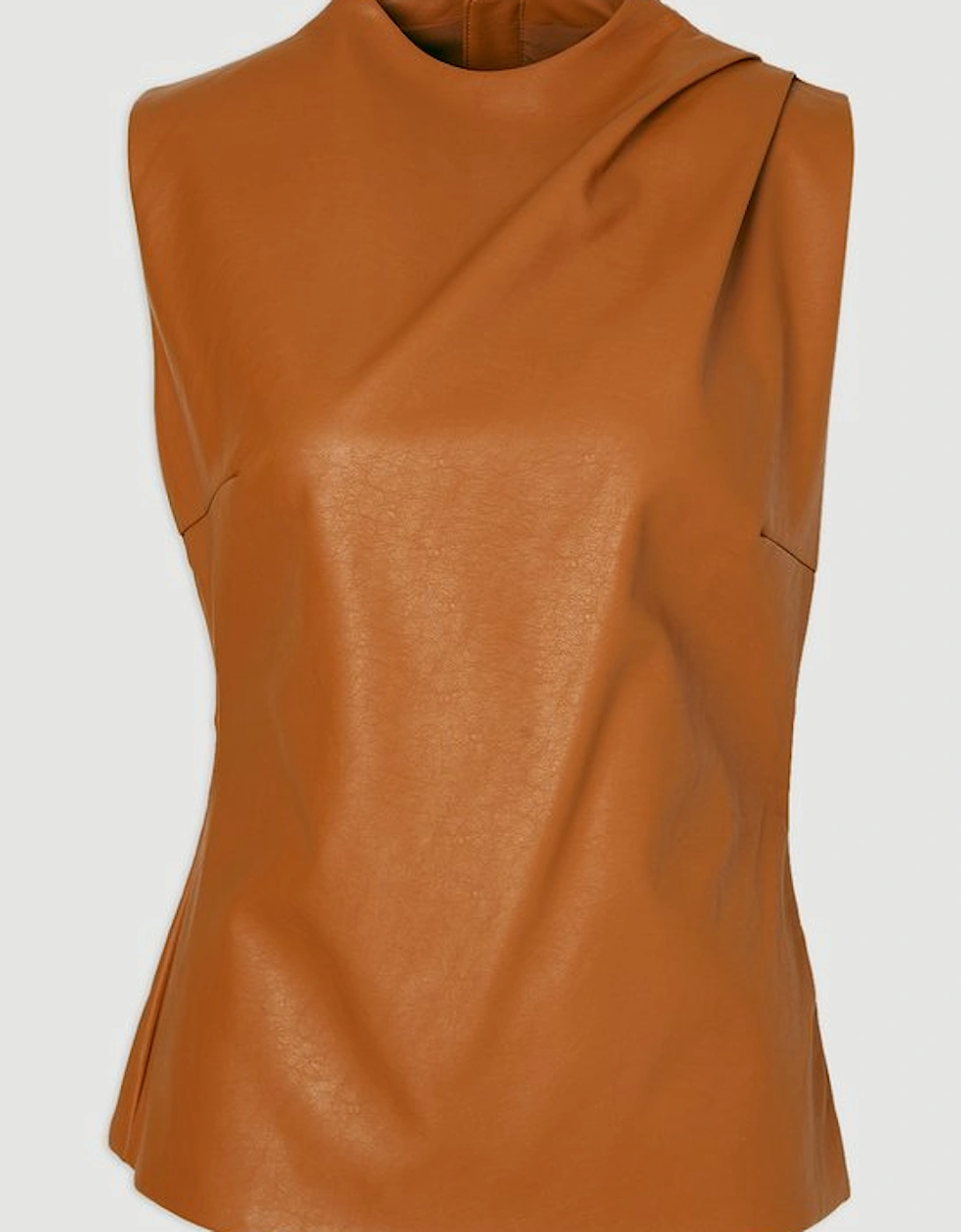 Faux Leather Drape Sleeveless Top
