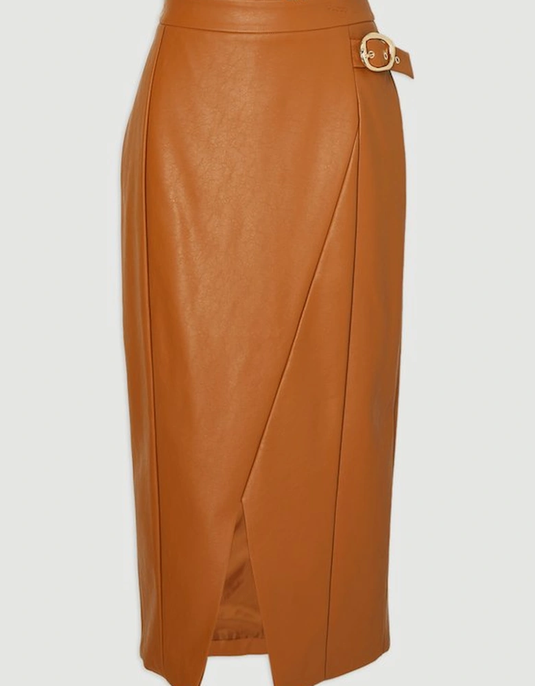 Faux Leather Belt Detail Skirt