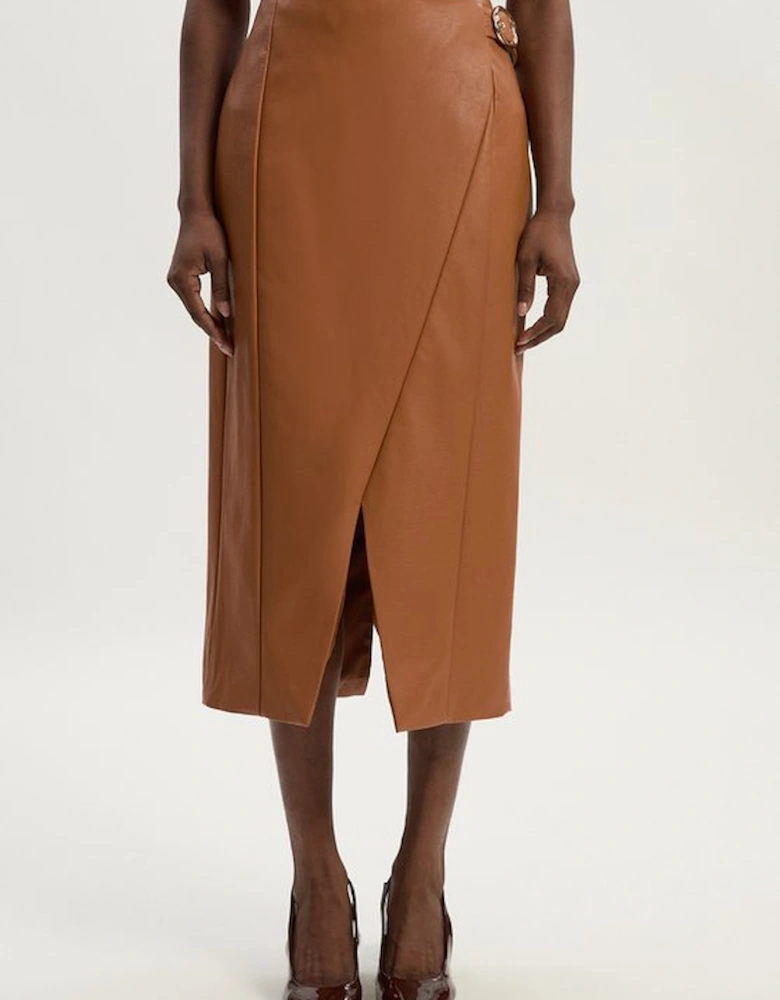 Faux Leather Belt Detail Skirt