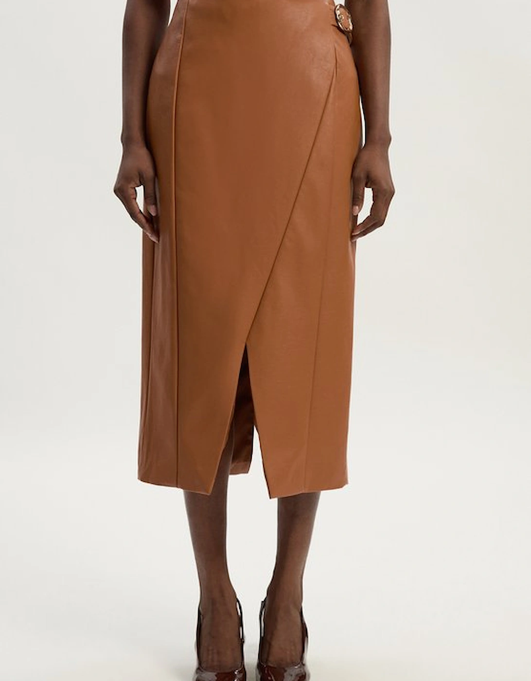 Faux Leather Belt Detail Skirt