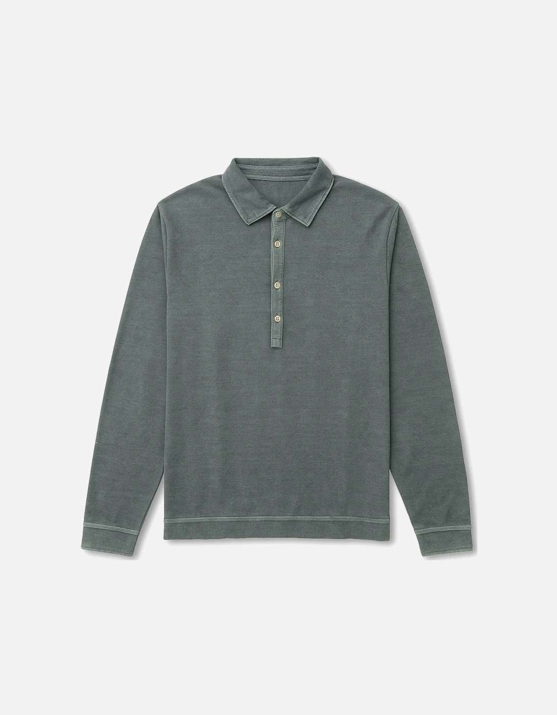 Men's Garment Dyed Sage Long Sleeve Polo Shirt, 3 of 2