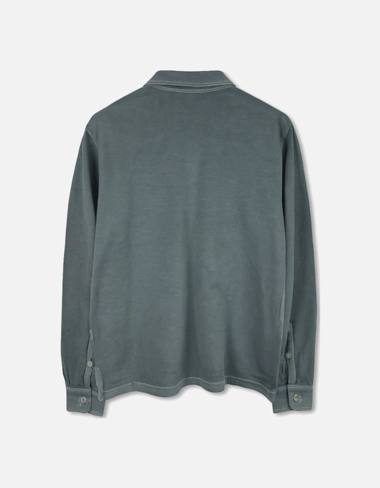 Men's Garment Dyed Sage Long Sleeve Polo Shirt