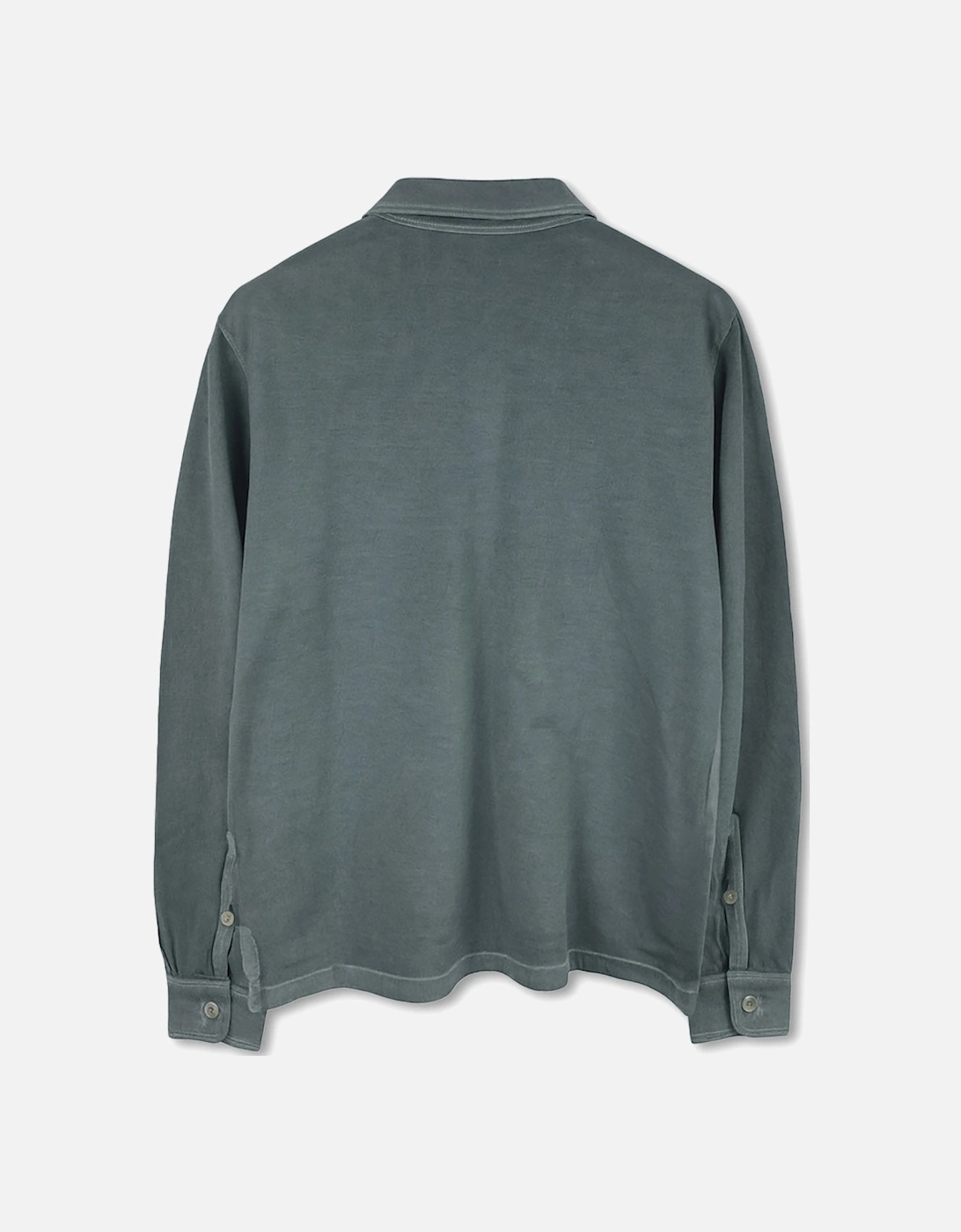 Men's Garment Dyed Sage Long Sleeve Polo Shirt