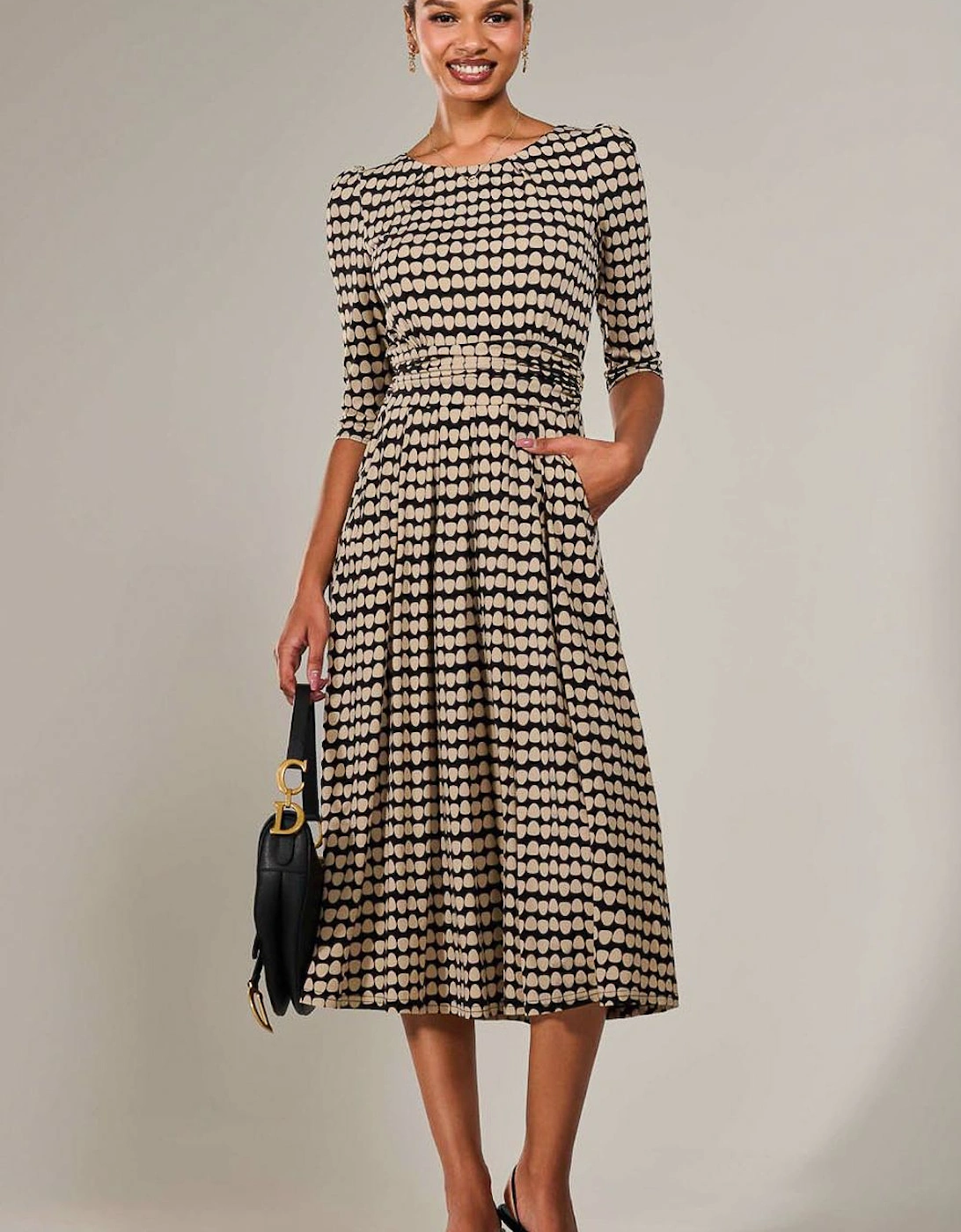 Jersey Half Sleeve Pleated Midaxi Dress, 2 of 1