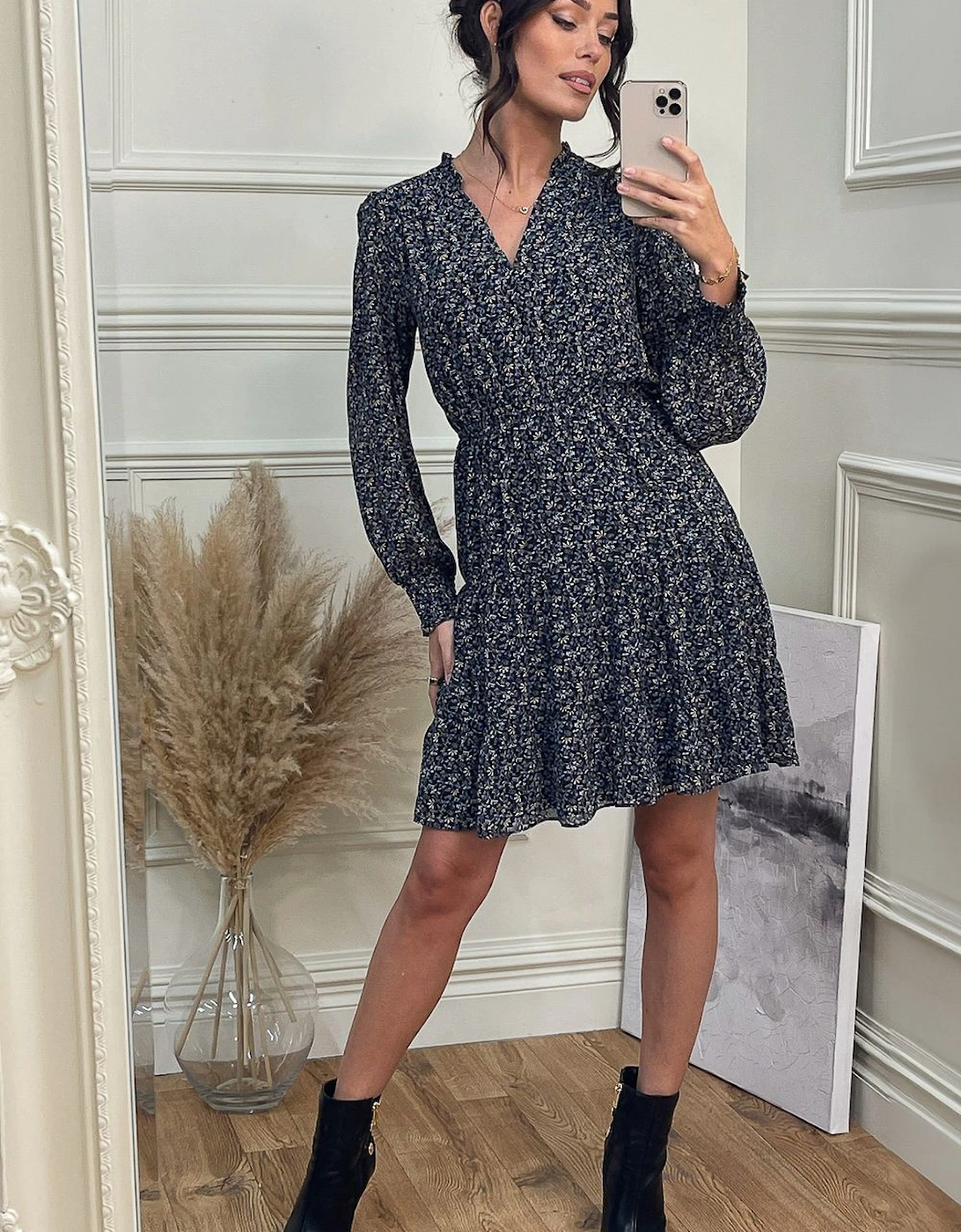 Ditsy Print Chiffon Smock Dress, 2 of 1