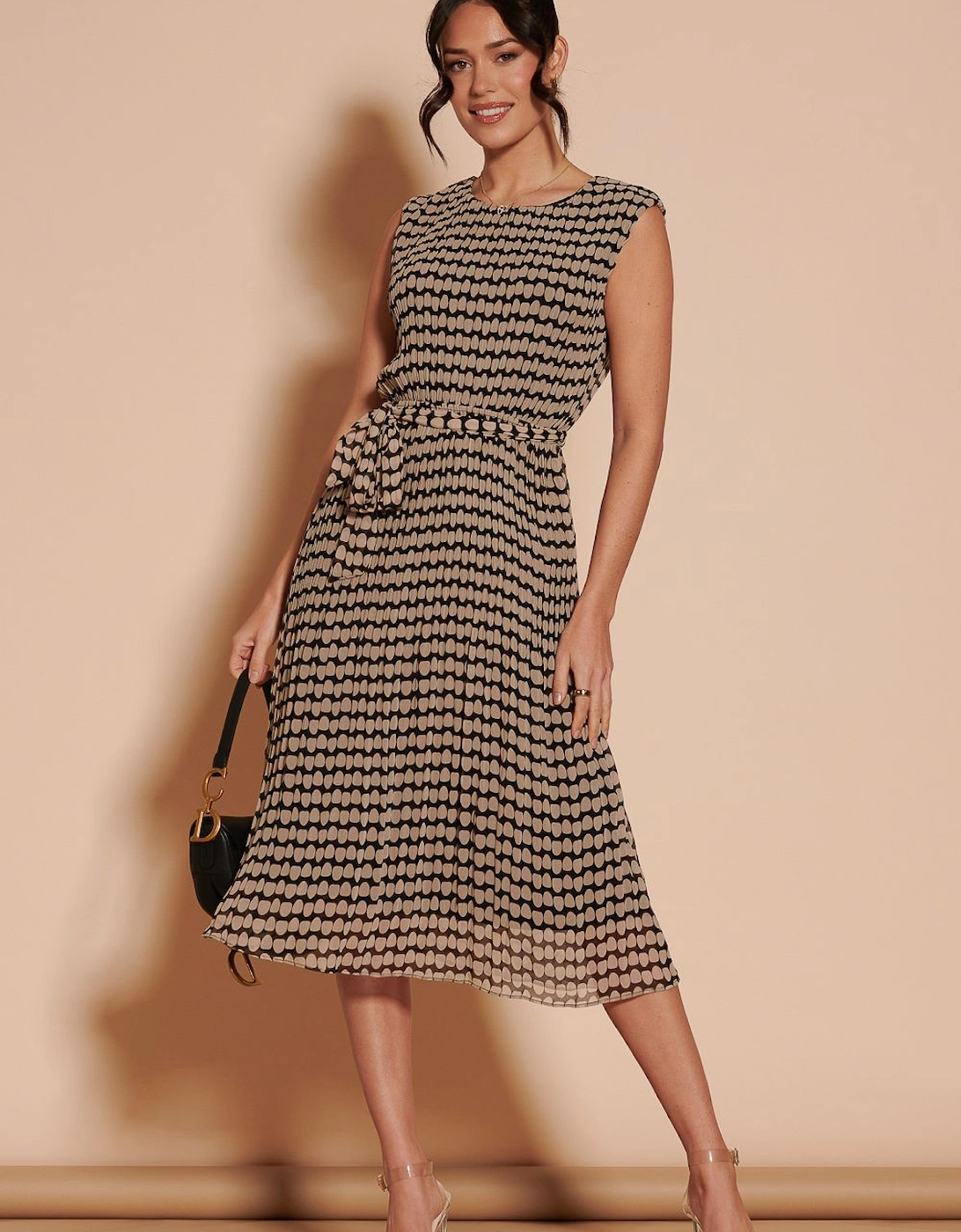 Hayes Pleated Chiffon Midi Dress, 2 of 1