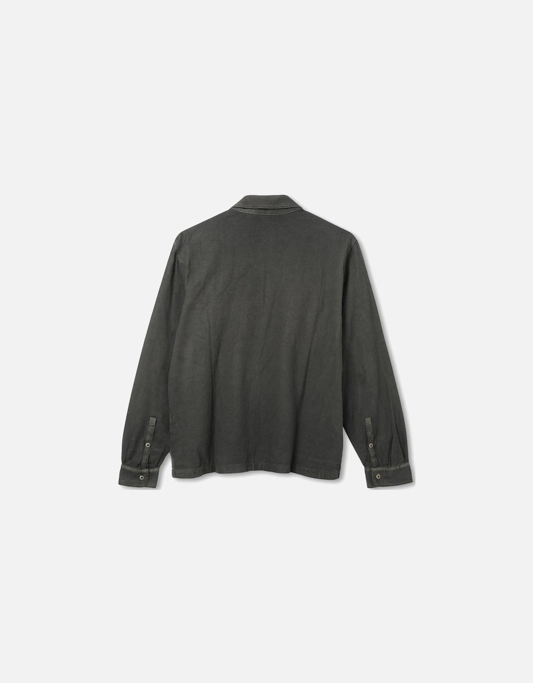 Men's Garment Dyed Khaki Long Sleeve Polo Shirt