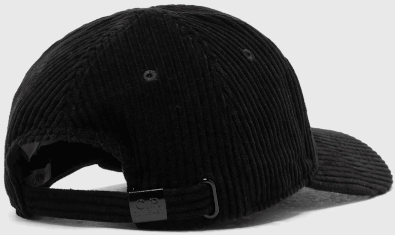 Corduroy Embroidered Logo Black Cap