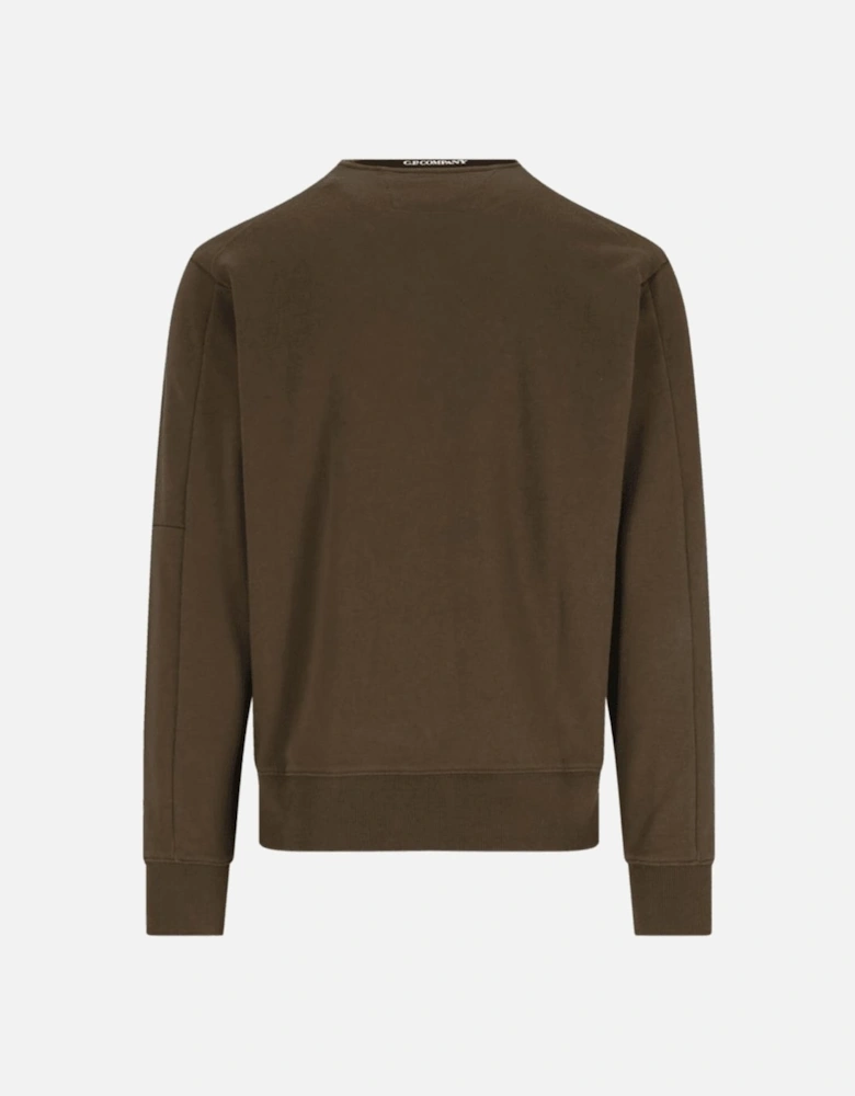 Cotton Lens Logo Crew Neck Khaki Sweatshirt