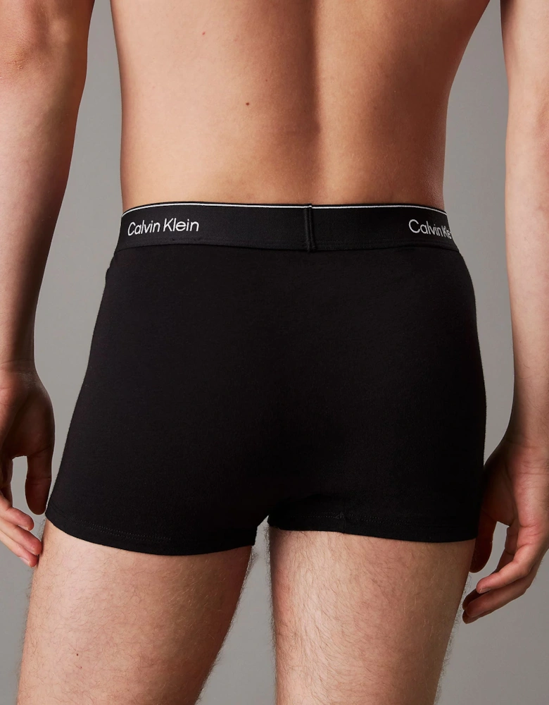 3 Pack Icon Cotton Stretch Mens Relaxed Fit Trunks - Black/Black/Black