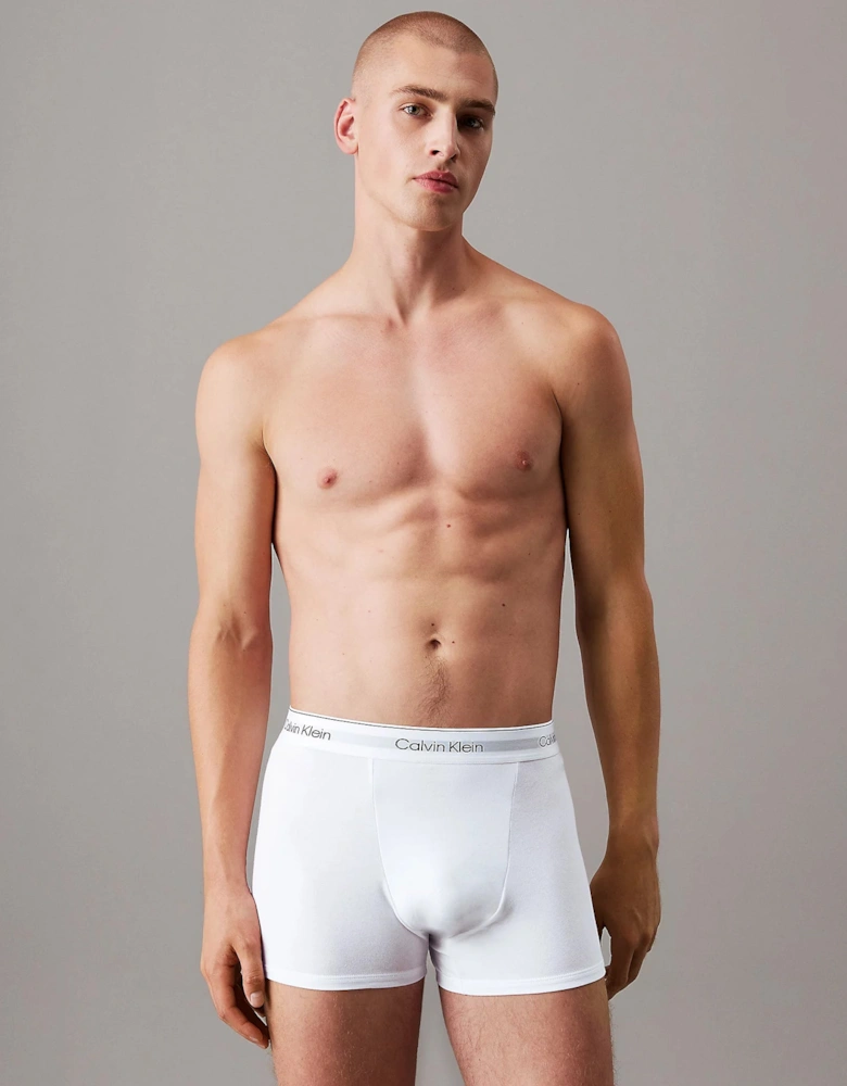 3 Pack Icon Cotton Stretch Mens Relaxed Fit Trunks - White/White/White