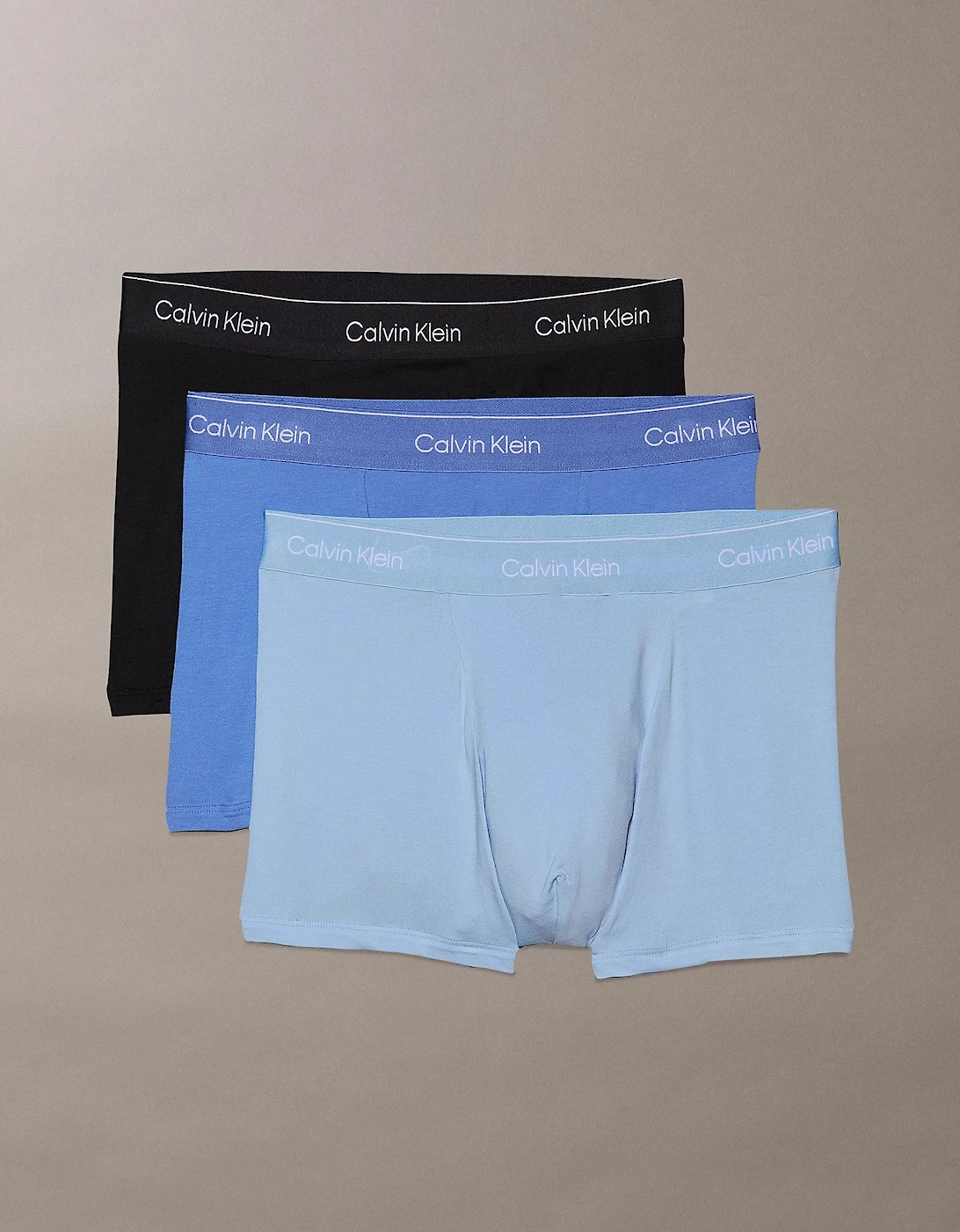 3 Pack Icon Cotton Stretch Mens Relaxed Fit Trunks - Black/Glacier/Blue Bell, 2 of 1