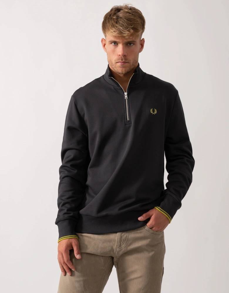 Mens Half Zip Sweatshirt - Anchor Grey/Tennis Ball Yellow 58A
