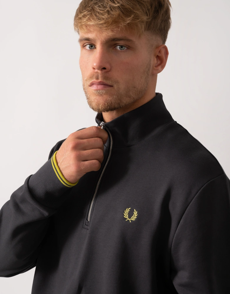 Mens Half Zip Sweatshirt - Anchor Grey/Tennis Ball Yellow 58A
