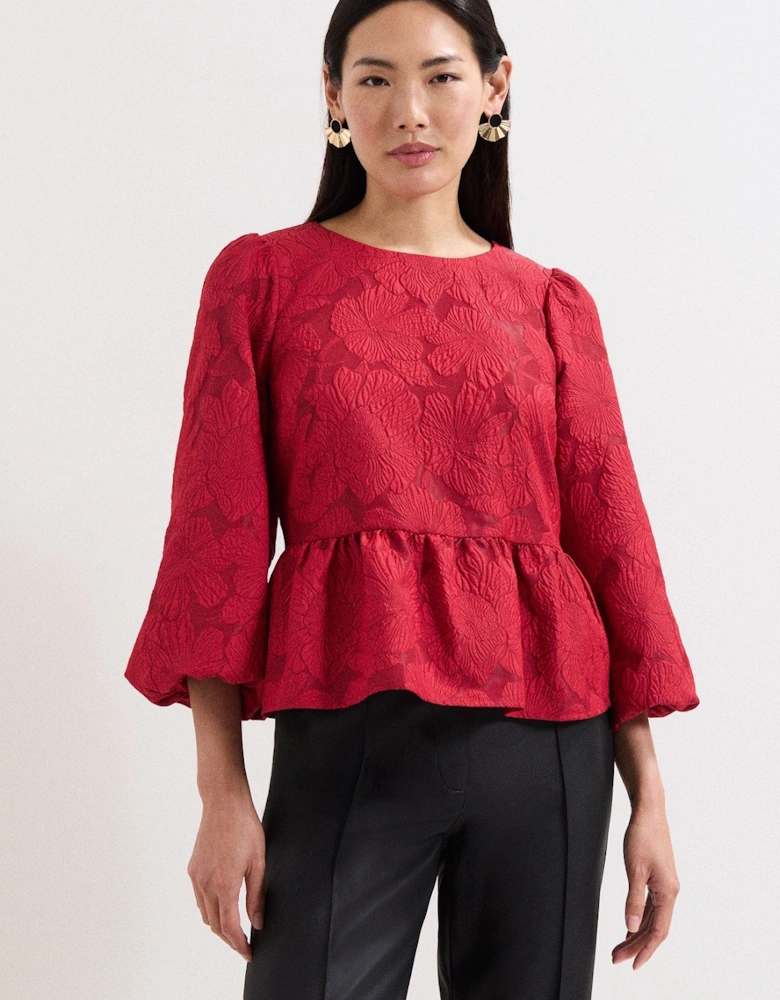 Ellis Peplum 3/4 Sleeve Hem Top