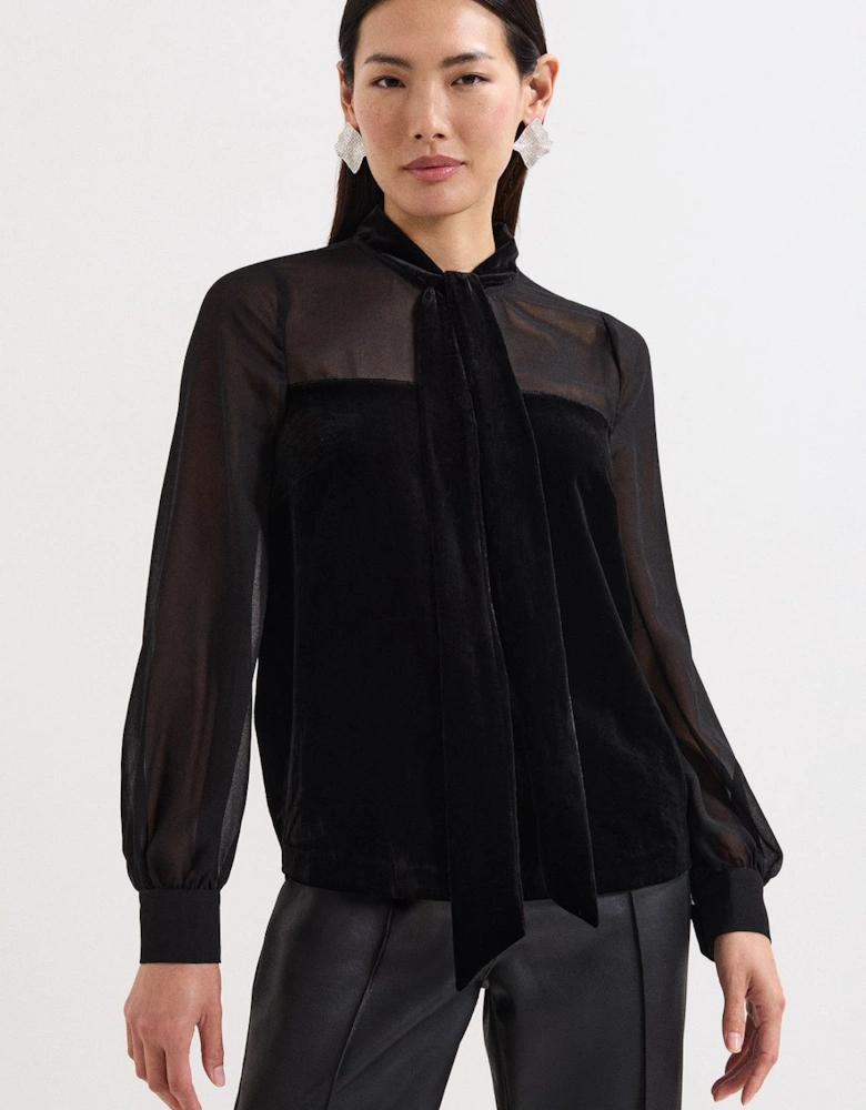 Raye Velvet Pussybow Blouse