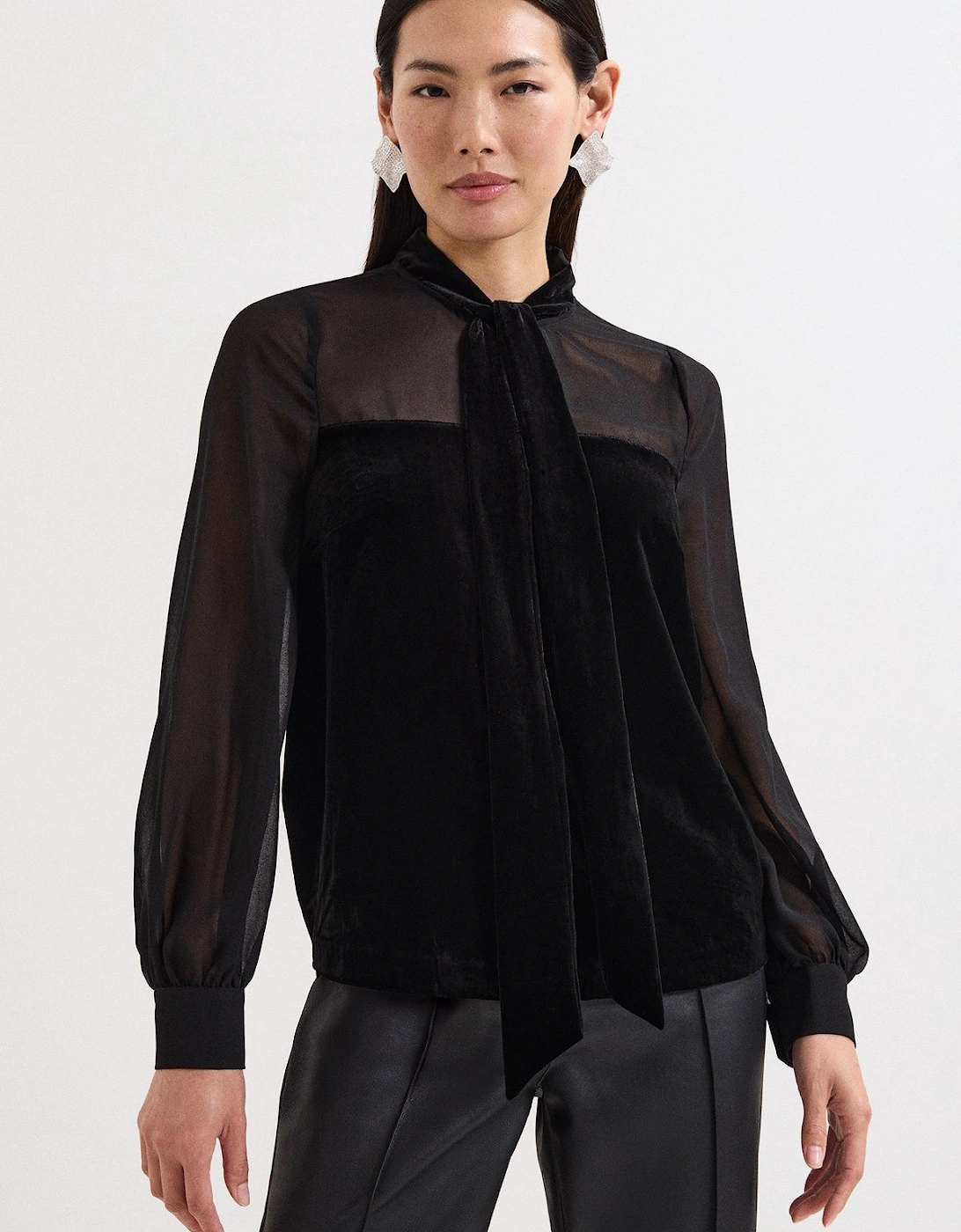 Raye Velvet Pussybow Blouse, 2 of 1