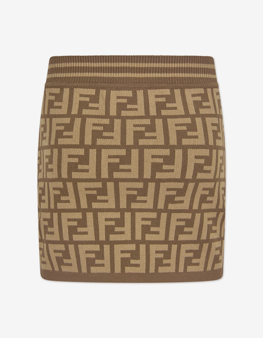 Girls FF Logo Knitted Skirt in Brown
