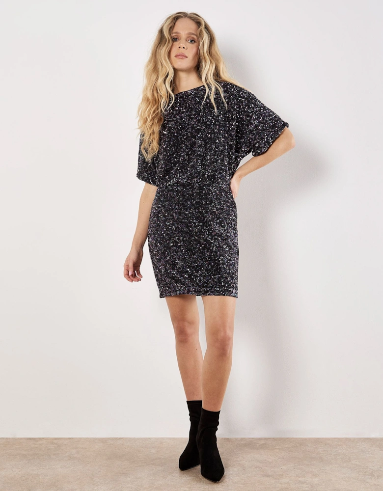 V-Back Sequin Mini Dress