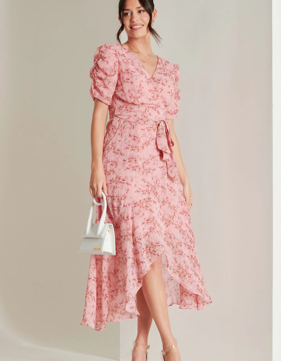 Print Metallic textured Chiffon Maxi Dress, 2 of 1