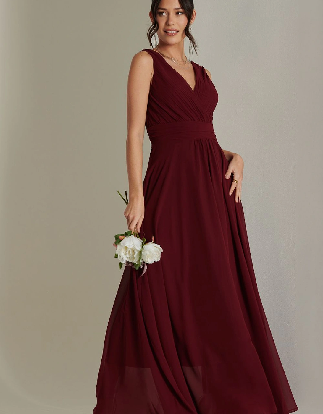 Pleated Bodice Chiffon Maxi Dress, 2 of 1