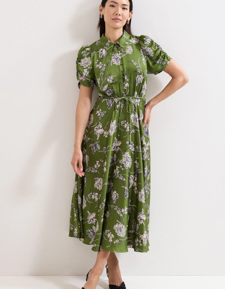 Bella Floral Print Pleat Dress