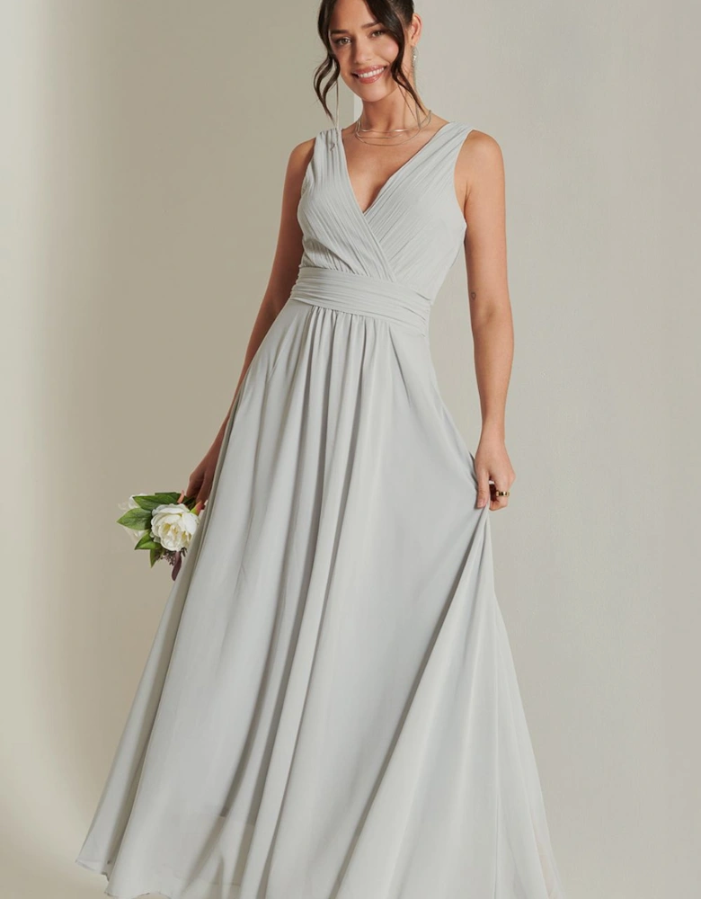 Wrap Bodice Chiffon Maxi Dress