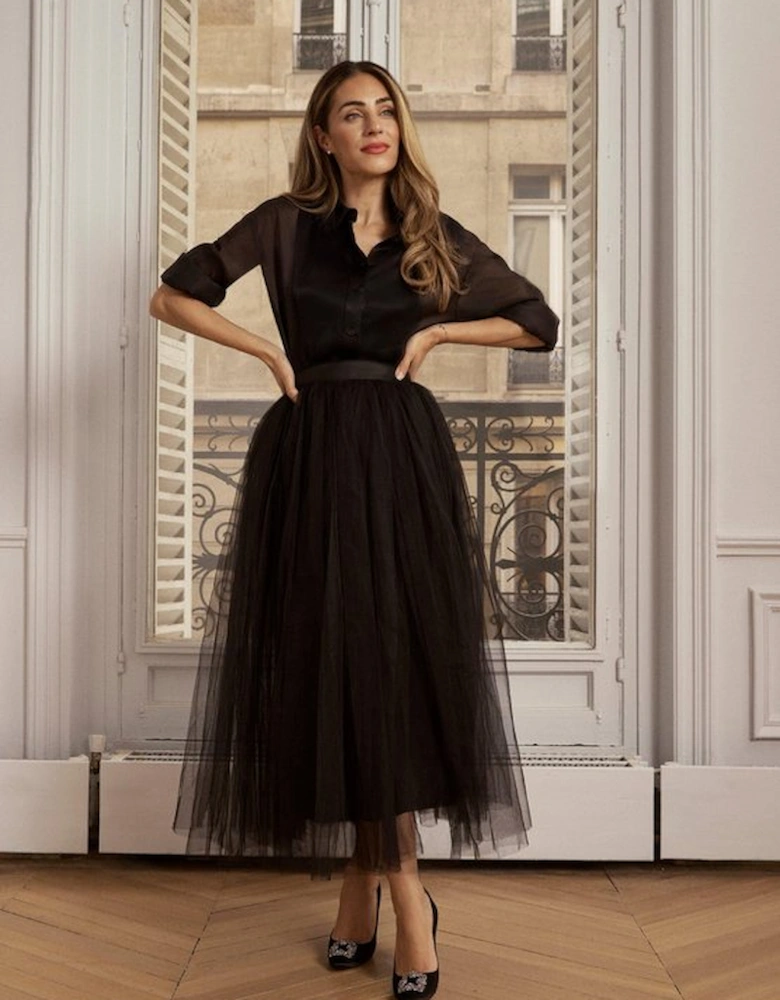 Tulle Woven Maxi Skirt