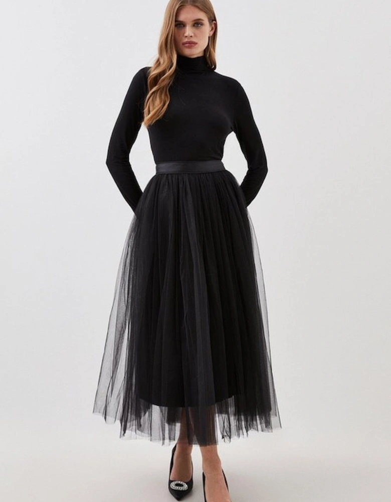 Tulle Woven Maxi Skirt