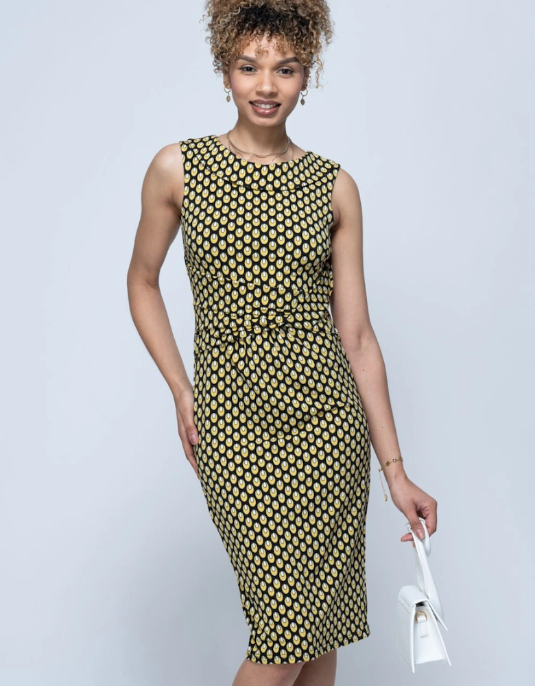 Roll Collar Sleeveless Shift Dress