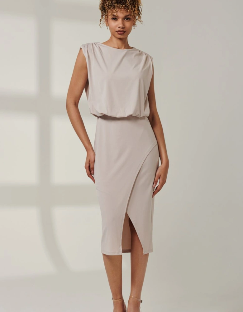 Kira Tiered Draped Bodycon Dress