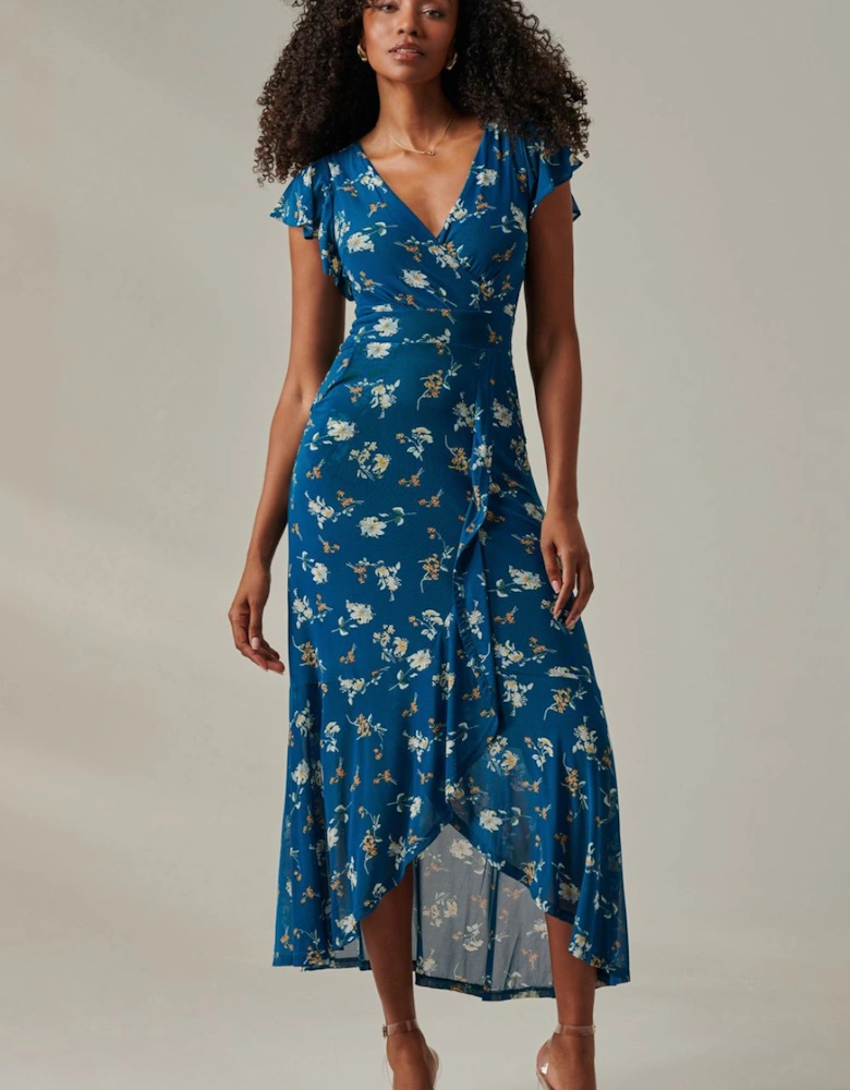 Heleyna Ruffle Hem Mesh Maxi Dress