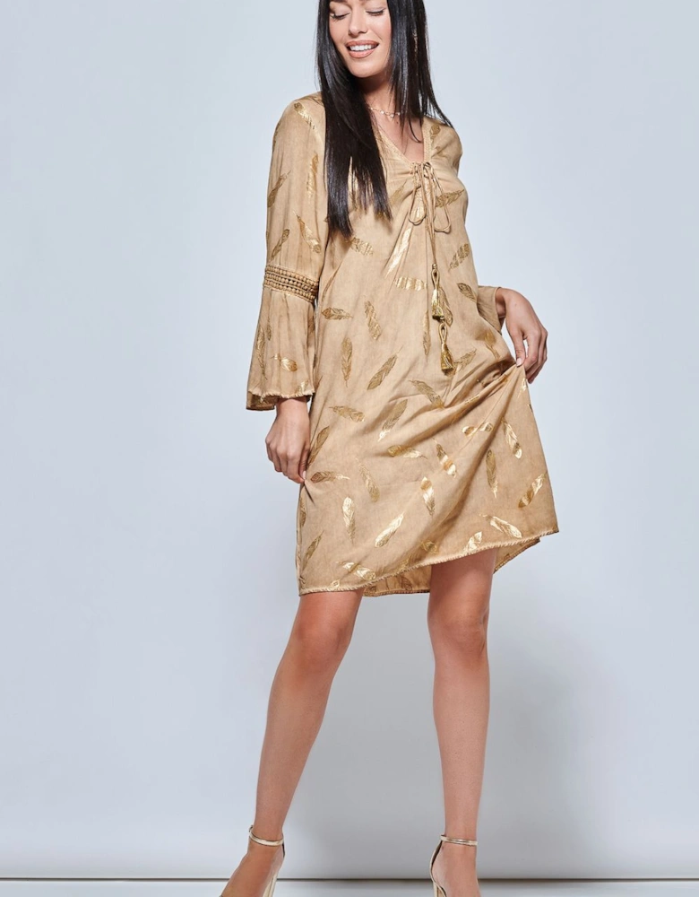 Loose Fit Crochet Trim Holiday Midi Dress