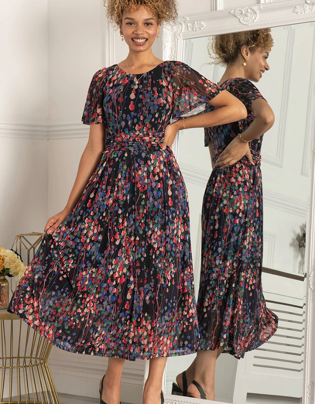 Mabelle Flare Sleeve Mesh Maxi Dress, 2 of 1