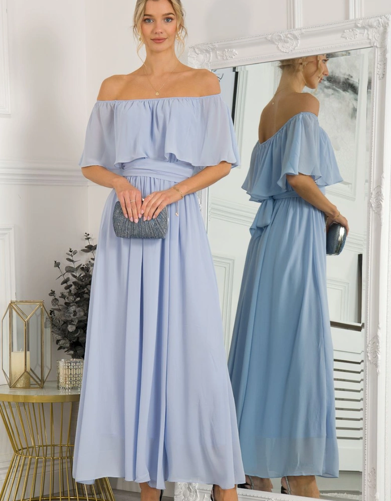 Off Shoulder Ruffle Maxi Dress