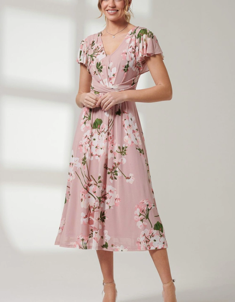 Scarlett Cap Sleeve Mesh Midi Dress